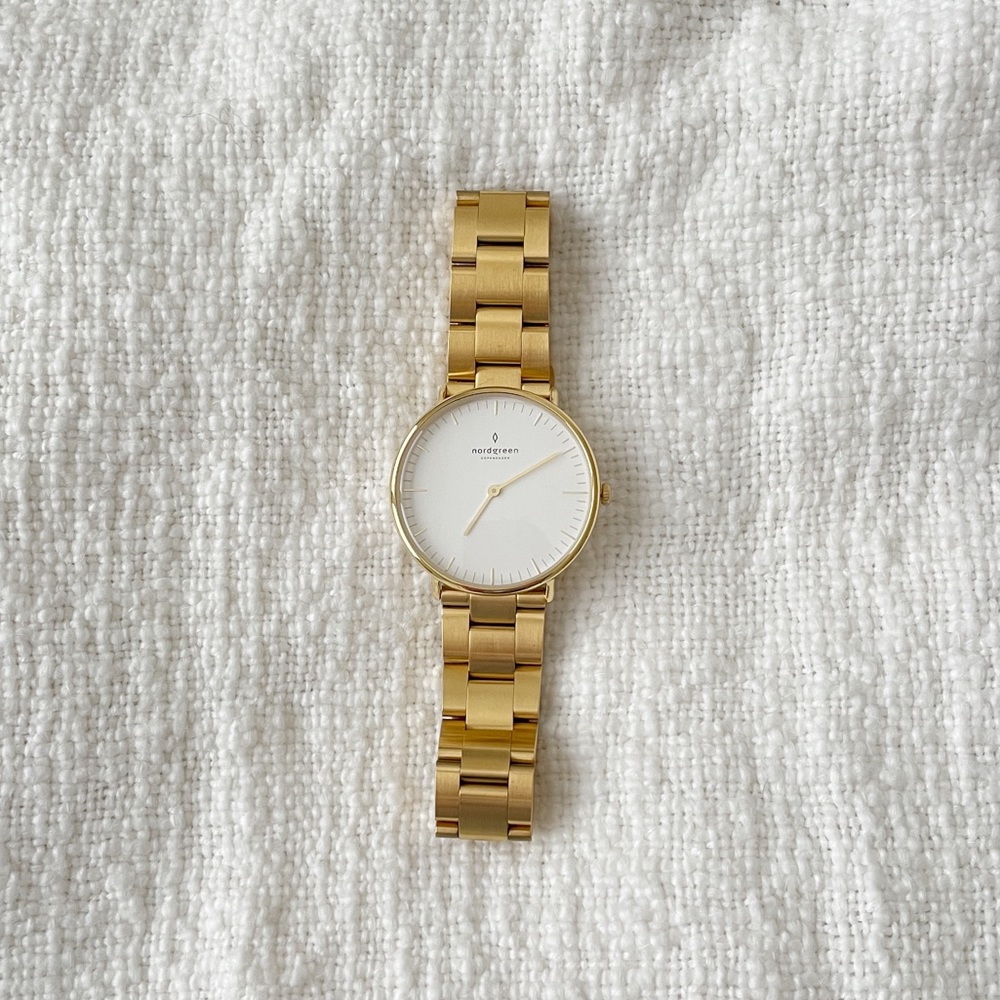 Nordgreen Gold White Dial 3-Link 36mm Watch